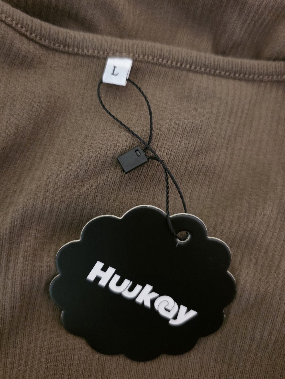 Huukey Brown Ribbed Scoop Neck Top NWT Large - Picture 5 of 5